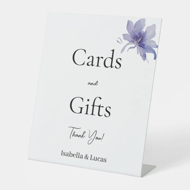 Signe De Table Cartes et cadeaux Iris d'aquarelle violet (Recto)