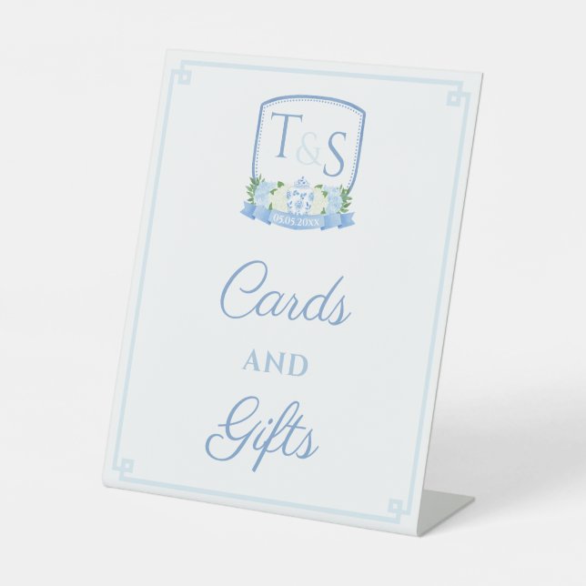 Signe De Table Cartes Et Cadeaux Mariages Bleus Élégants (Recto)