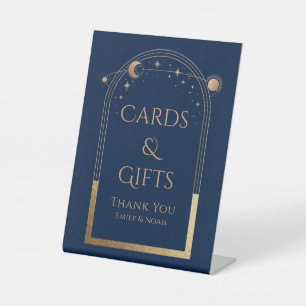 Signe De Table Cartes et cadeaux Mysar Blue Gold Mariage de lune 