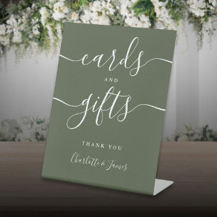 Signe De Table Cartes et cadeaux Olive Green Signature Script