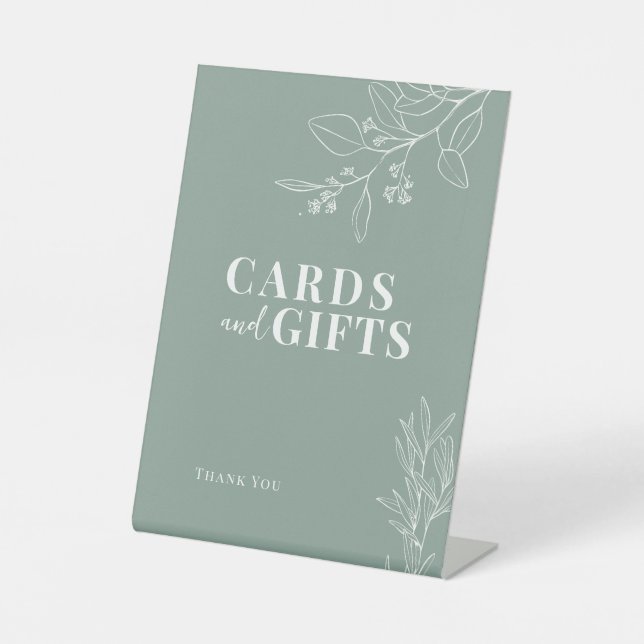 Signe De Table Cartes et cadeaux Sage Floral Vert Mariage Signal (Recto)