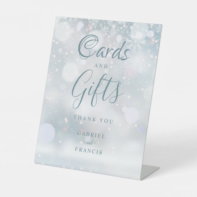 Signe De Table Cartes Et Cadeaux Snowflakes D'Hiver (Recto)