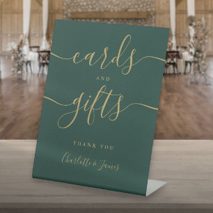 Signe De Table Cartes Et Cadeaux Vert Émeraude Et Or