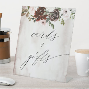 Signe De Table Cartes florales Burgundy Rose Rose