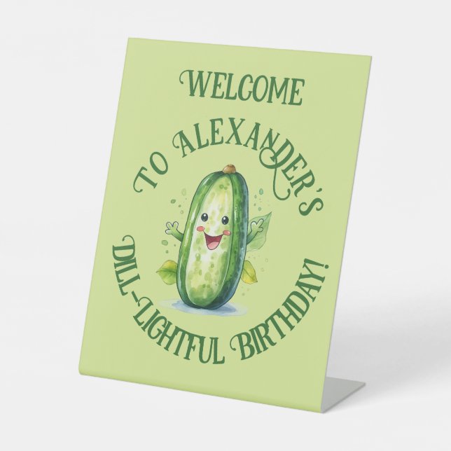 Signe De Table Cartoon vert mignon Picket Anniversaire (Recto)