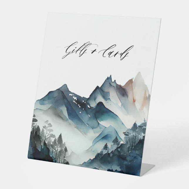 Signe De Table Cascade bleue Montagnes Cadeaux et cartes (Recto)