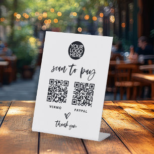 Signe De Table Casual Script   Deux façons de payer le code QR sc