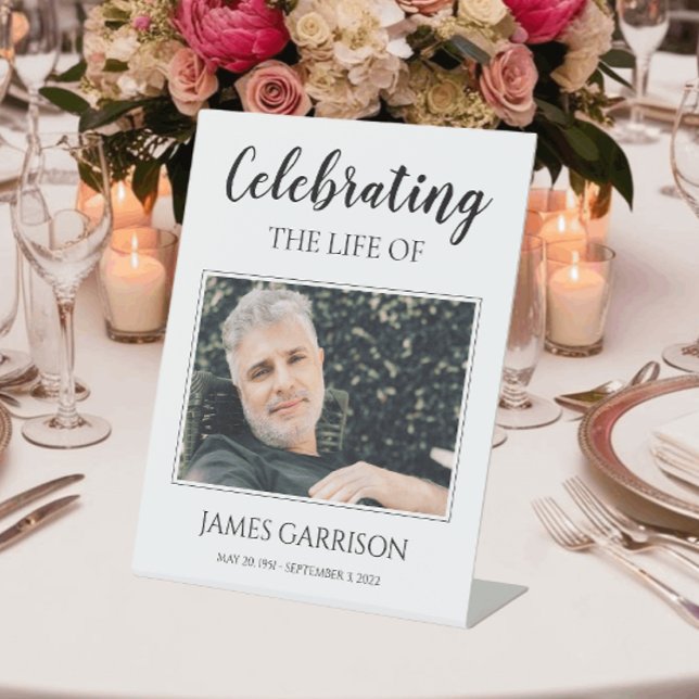 Signe De Table Célébration de la vie avec mémorial photo (Créateur téléchargé)