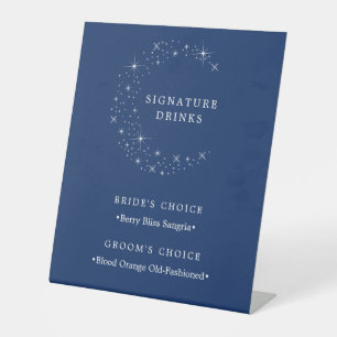 Signe De Table Céleste Élégante Lune Mariage signature Boissons