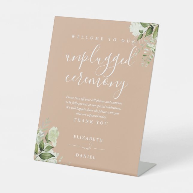 Signe De Table Cérémonie de débranchement florale Tan Greenery (Recto)