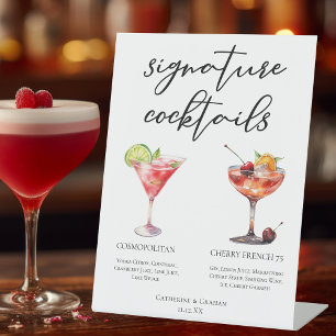 Signe De Table Cerise cosmopolite Français 75 Cocktails Menu
