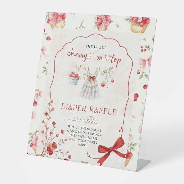 Signe De Table Cerise de Bow rose sur le chapeau supérieur (Recto)