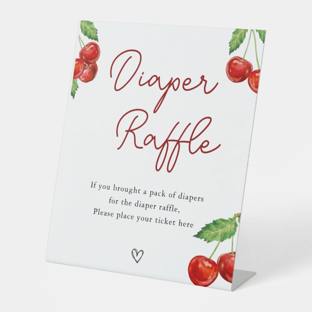 Signe De Table Cerise sur le dessus Baby shower Déchets Raffle (Recto)
