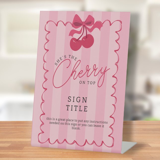 Signe De Table C'est la cerise sur le Baby shower rose (Créateur téléchargé)