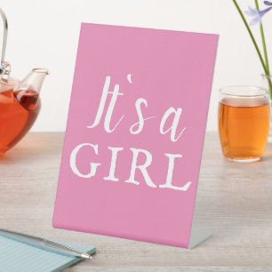 Signe De Table C'est un Baby shower de typographie rose fille