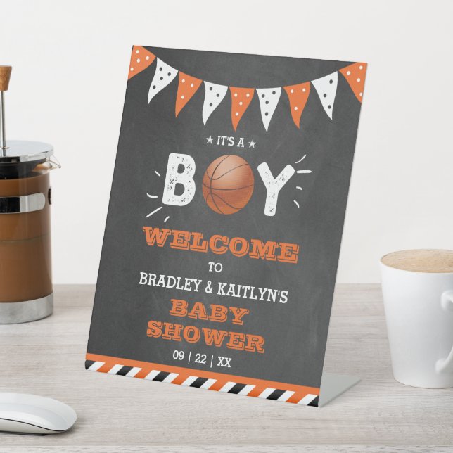 Signe De Table C'est un garçon ! Basketball Baby shower à thème B (In SItu)