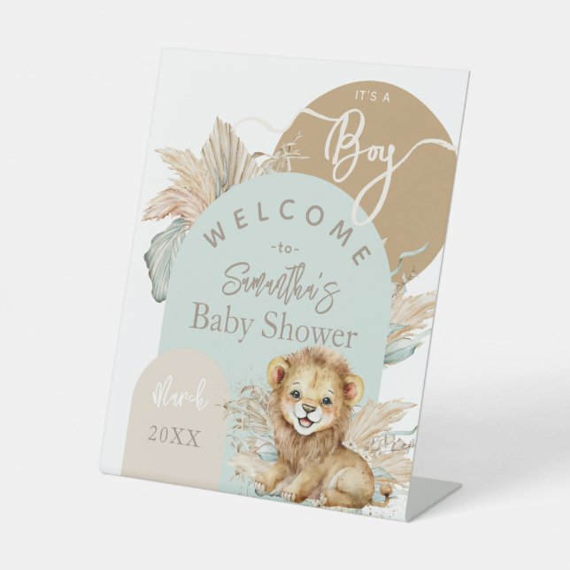 Signe De Table C'est un garçon Safari Thème Lion Baby shower bien (Recto)