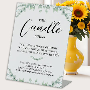 Signe De Table Cette bougie brûle le mémorial de verdure Mariage