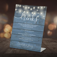 Chaîne Lights Blue Wood Mariage Boissons Menu