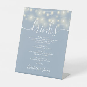 Signe De Table Chaîne Lights Dusty Blue Mariage Boissons Menu