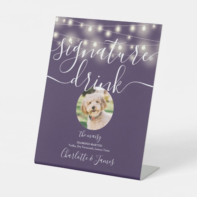 Signe De Table Chaîne Lights Purple Pet Signature Boisson (Recto)