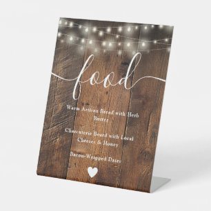 Signe De Table Chaîne Lights Rustique Boho Barn Wood Menu Aliment