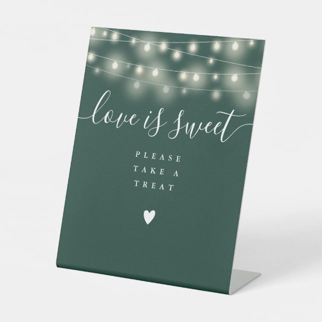 Signe De Table Chaîne Lumières Emerald Green Love Is Sweet Faveur (Recto)