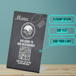Signe De Table Chalkboard Restaurant Menu QR Code