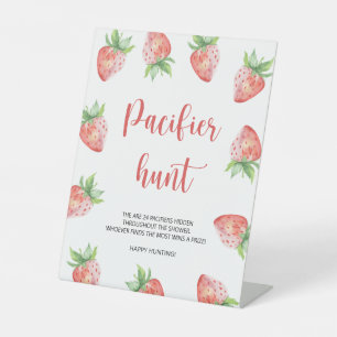 Signe De Table Chasse à la tétine fraise - jeu de baby shower
