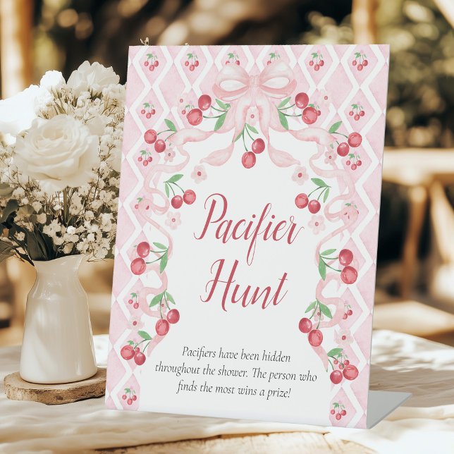 Signe De Table Chasse au Pacifique Baby shower cerise (Créateur téléchargé)