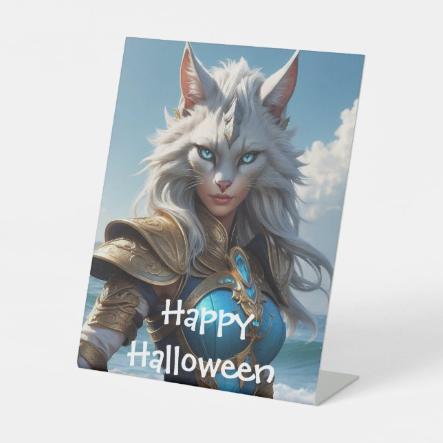 Signe De Table Chat à oeil bleu (Recto)