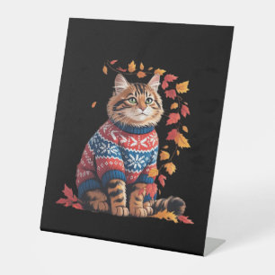 Signe De Table Chat Leaf Automne Bonjour Automne Funny Chat Kitte