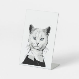 Signe De Table Chat mystique noir et blanc de Salem