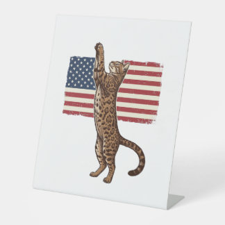 Signe De Table Chat patriotique Drapeau américain Design vectorie