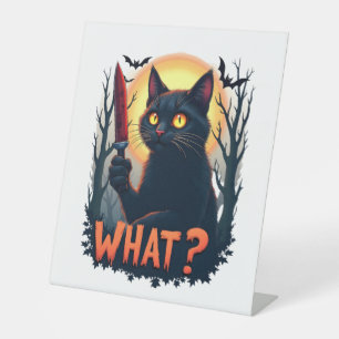 Signe De Table Chat Quel Chat Noir Meurtrier Avec Costume Couteau