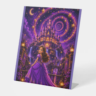 Signe De Table Château de Princesse Fantastique Violet Art Cosm
