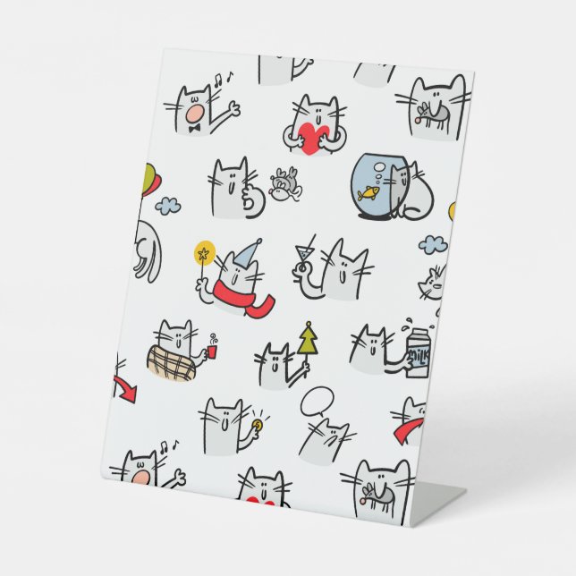 Signe De Table Chats amusants, lait et magie. (Recto)