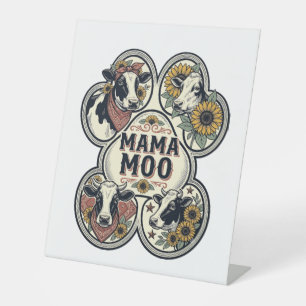 Signe De Table Chemise de maman vache Gravure vintage Tournesol W