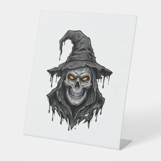 Signe De Table Chemise Halloween Chapeau De Sorcière Crâne Gravur