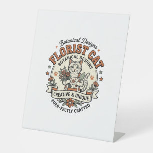 Signe De Table Chemisier Florist Cat Florist Cat Vintage Vector A