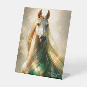 Signe De Table Cheval à la Crinière Dorée Éthérée – Fantaisie Lum