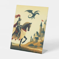 Chevalier médiéval/dragon/château fantastique