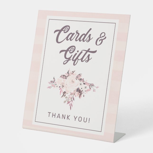 Signe De Table Chic Blush Rose Mauve & Peach Floral Cartes & Cade (Recto)