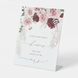 Signe De Table Chic Bourgogne Dusty Rose Floral Combien de baiser