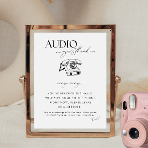 Signe De Table Chic Calligraphy Mariage Téléphone Audio Livre d'o