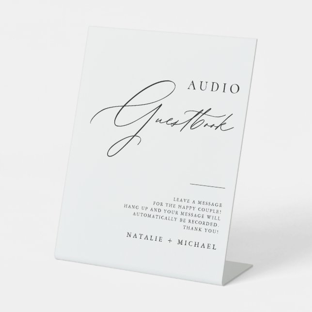 Signe De Table Chic Calligraphy Mariage Téléphone Audio Livre d'o (Recto)