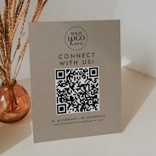 Signe De Table Chic Faux Kraft Logo Connectez-vous aux médias soc