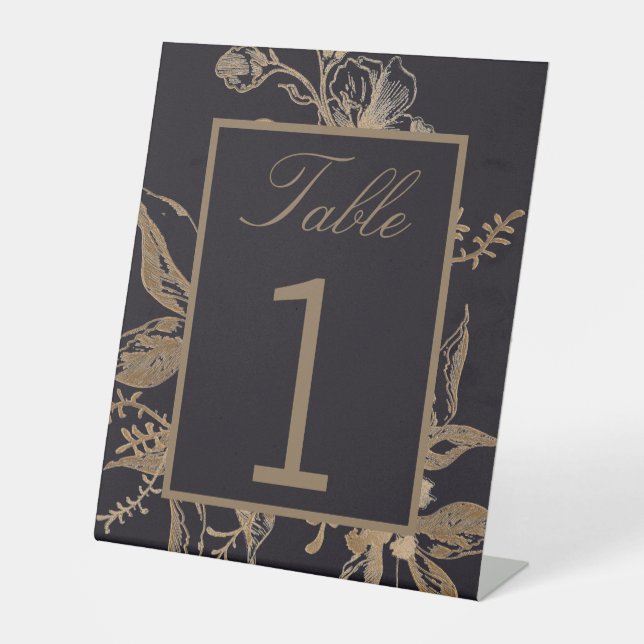 Signe De Table Chic Gold & Black Faux Metal Floral Mariage Table (Recto)