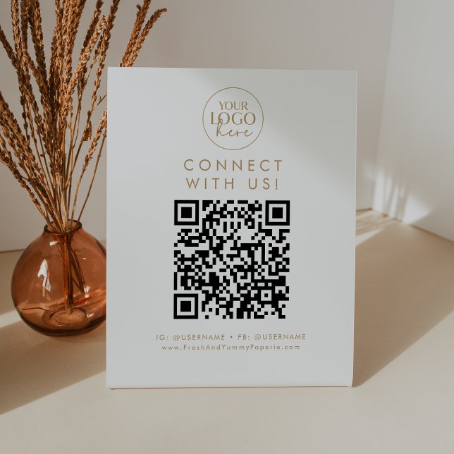 Signe De Table Chic Gold Logo Connectez-vous aux médias sociaux (Créateur téléchargé)
