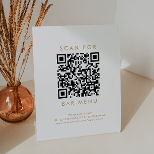 Signe De Table Chic Gold Typography Bar Menu QR Code